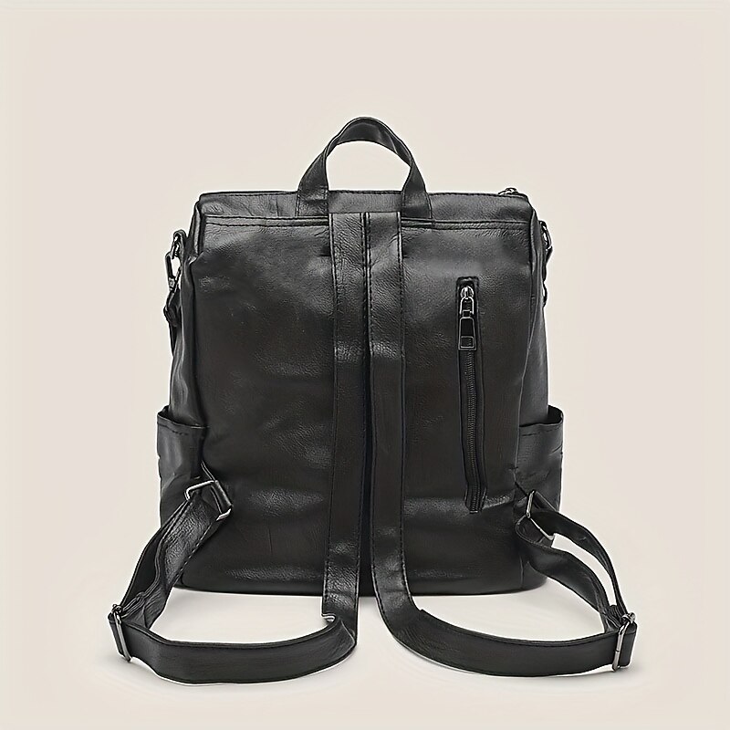 Women's Black Faux Leather Backpack Purse with Convertible Shoulder Strap – Stylish Anti-Theft Bag for Work, Travel, or Daily Use4