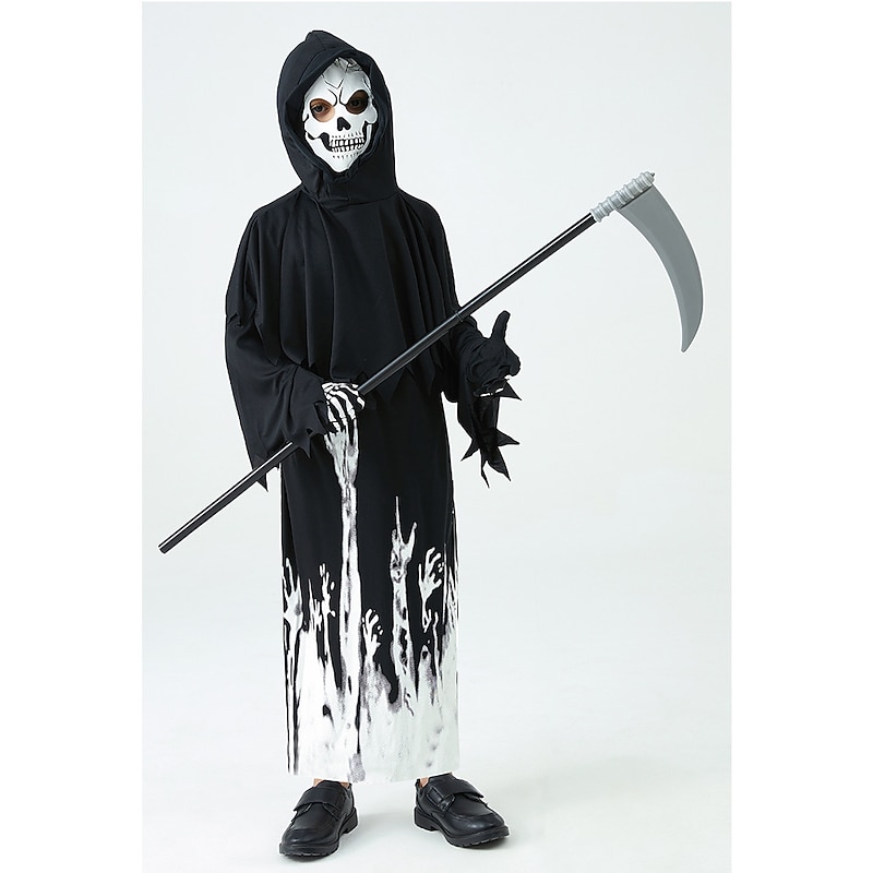 Ghost Grim Reaper Halloween Cosplay Costume Party Costume Masquerade Outfits Scary Costume Kid's Boys' Girls' Masquerade Performance Party Halloween Easy Halloween Costumes Dress Up4