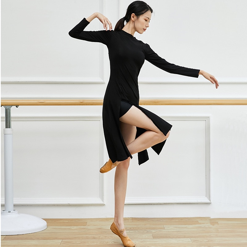 Latin Dance Ballet Dress Pure Color Women's Training Daily Wear Long Sleeve Modal2