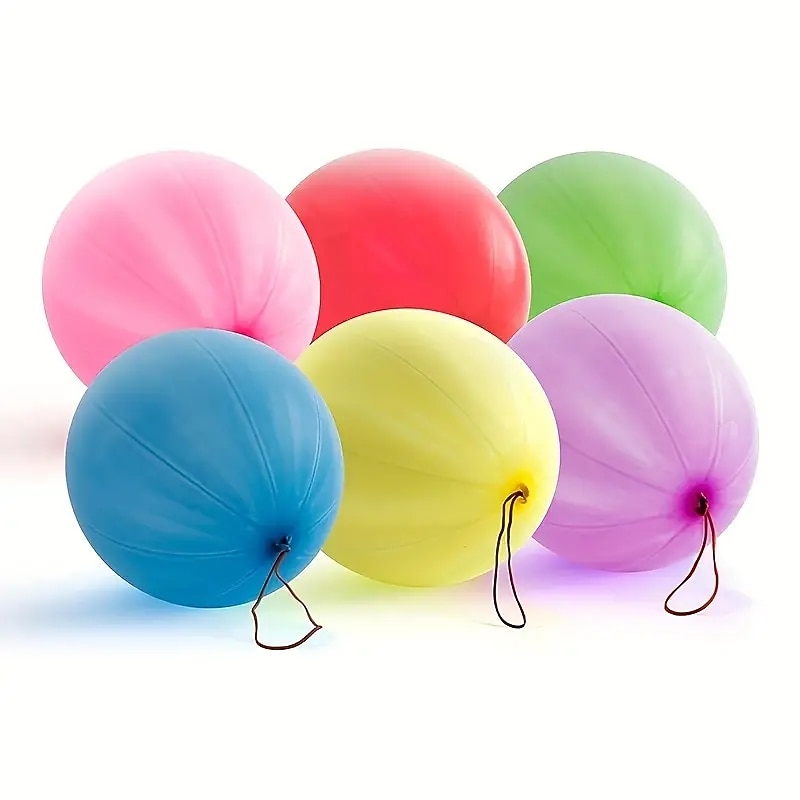 25pcs Punch Balloons Punching Balloon Heavy Duty Party Favors Bounce Balloons With Rubber Band Handle Rubber Balloon Bundle For Birthday Party Decor Holiday Accessory Party Pack Kids Outdoor Toys