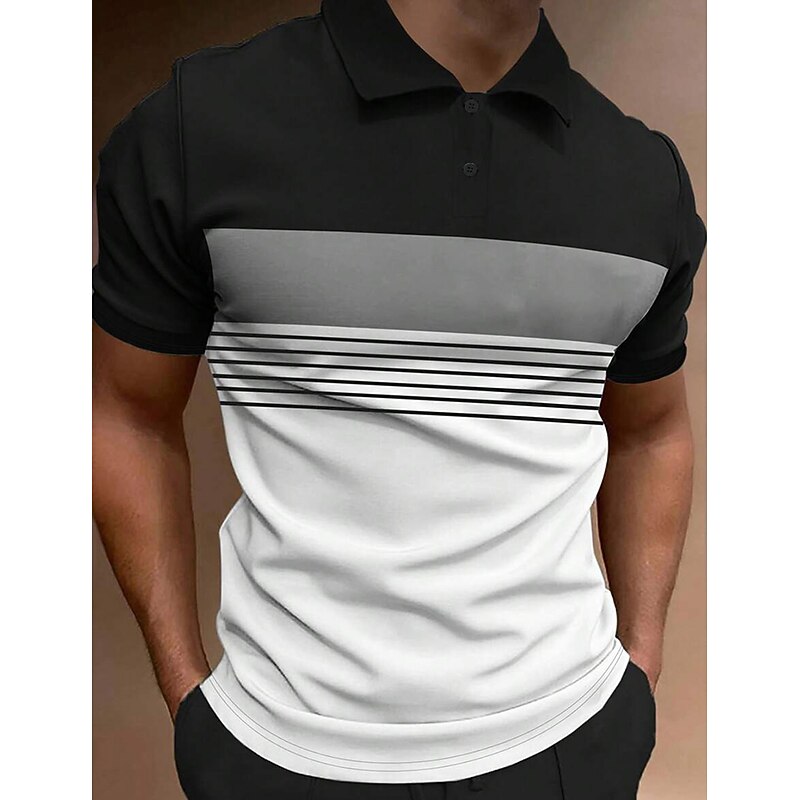 Men's Button Up Polos Polo Shirt Casual Sports Lapel Short Sleeve Fashion Basic Color Block Button Summer Regular Fit Fire Red Black White Army Green Dark Navy Dark Gray Button Up Polos3