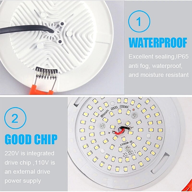 2Pcs LED Waterproof Downlight Dimmable Kitchen 220V Bathroom Toilet Eaves White Ceiling Lamp Spot Light4