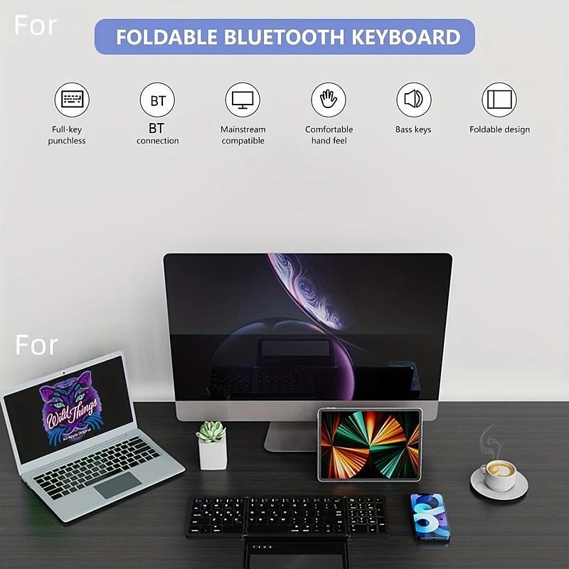 Wireless Rechargeable BT Keyboard With Touchpad & Numeric Keypad Perfect for Phone & Tablet4