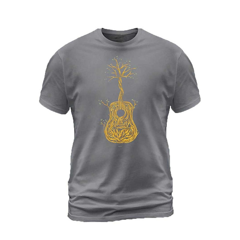 Men's Graphic T-Shirt | Guitar Tree Roots Design Short Sleeve Tee for Music & Nature Lovers2