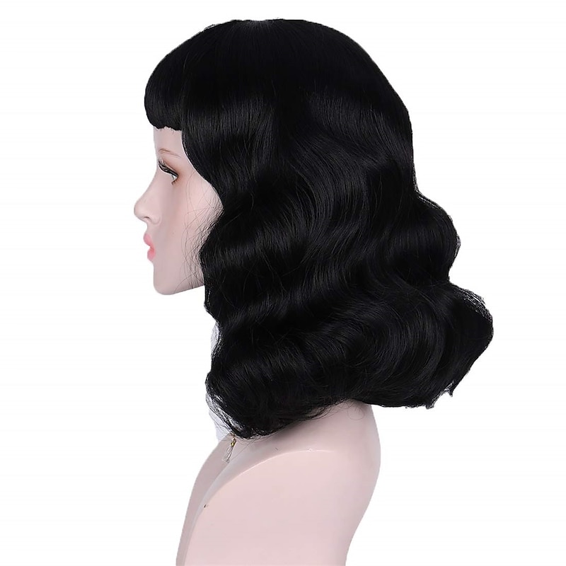 Hair 50s Wig Rockabilly Vintage Wig Wavy Black Wig  Wig For Woman For Cosplay & Daily Use Halloween Wigs2