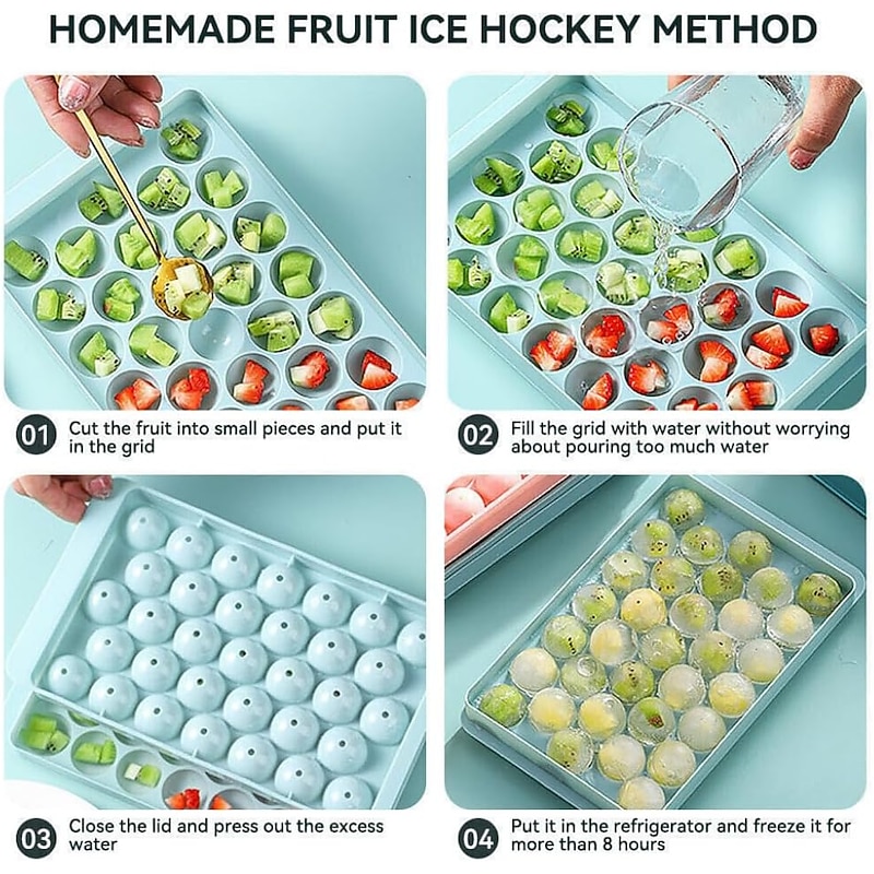 Creative Home Ice Maker-Homemade, Silicone & Flexible 33-Ice Cube Trays Grids Ice Cube Tray with Lid Party Bar3