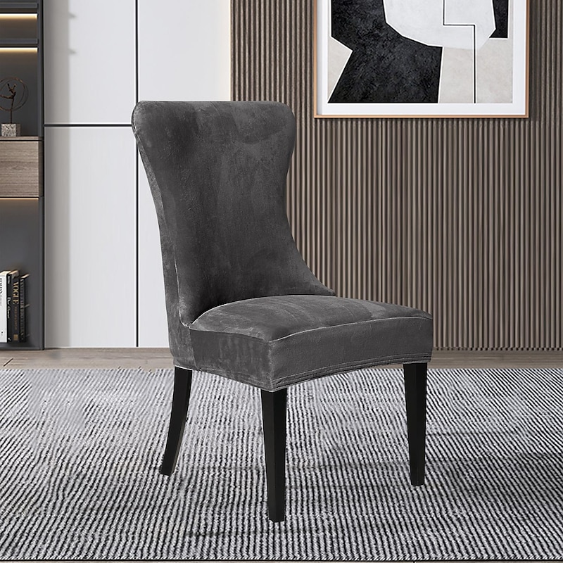 Stretch Armless Wingback Chair Cover Armchair Cover Reusable Wingback Side Chair Velvet Slipcovers Accent Chair Covers for Dining Room Banquet Home Decor