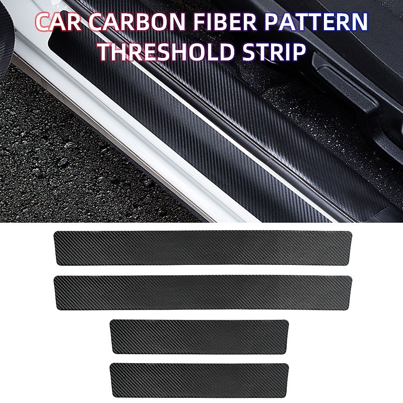 4PCs Car Door Stickers Universal Sill Scuff Anti Scratch Carbon Fiber Auto Door Sticker Car Accessories Styling