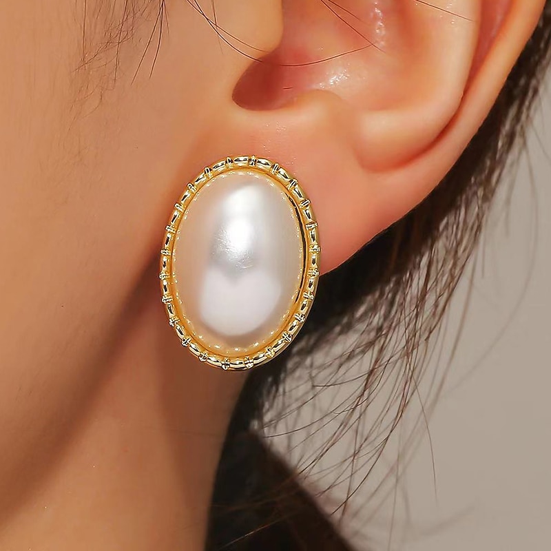 Women's Stud Earrings Hoop Earrings Clip on Earring Retro Drop Elegant Vintage Stylish Simple Sweet Imitation Pearl Earrings Jewelry 1# / 2# / 3# For Party Street Daily Holiday Festival 1 Pair