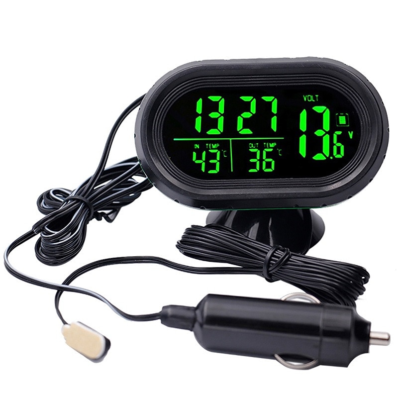 Car Digital Clock Thermometer Auto 12V-24V Voltmeter Voltage Tester 3 IN 1 Automobile Clock Car LED Luminous Clock4