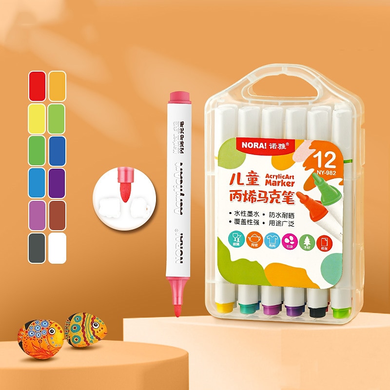 Double Headed Acrylic Marker Pen For Children's Back To School Art Diy Graffiti Pen Opaque Waterproof Large Capacity Non-toxic Washed Watercolor4