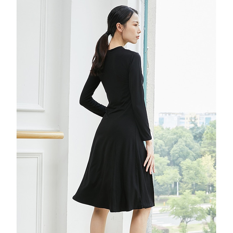 Latin Dance Ballet Dress Pure Color Women's Training Daily Wear Long Sleeve Modal4