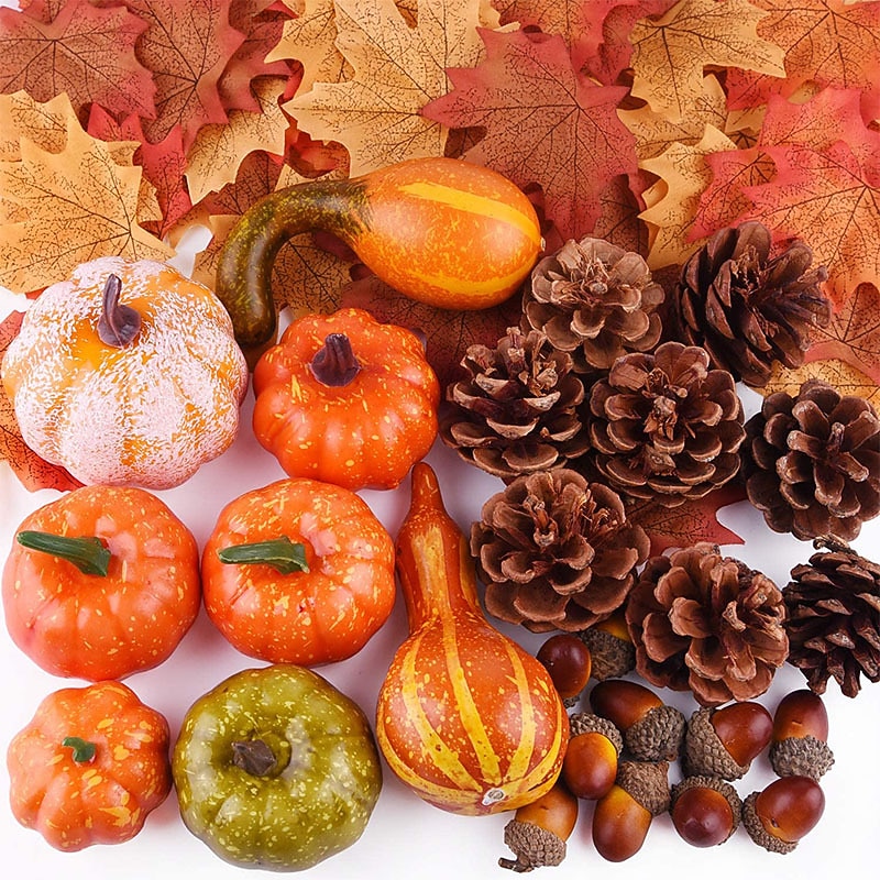 1pc Artificial Pumpkins Set Thanksgiving Artificial Pumpkins Home Decoration Set Assorted Faux Fall Harvest Pumpkins Mini Autumn Harvest Pumpkins For Halloween Thanksgiving Table Decor Thanksgiving4