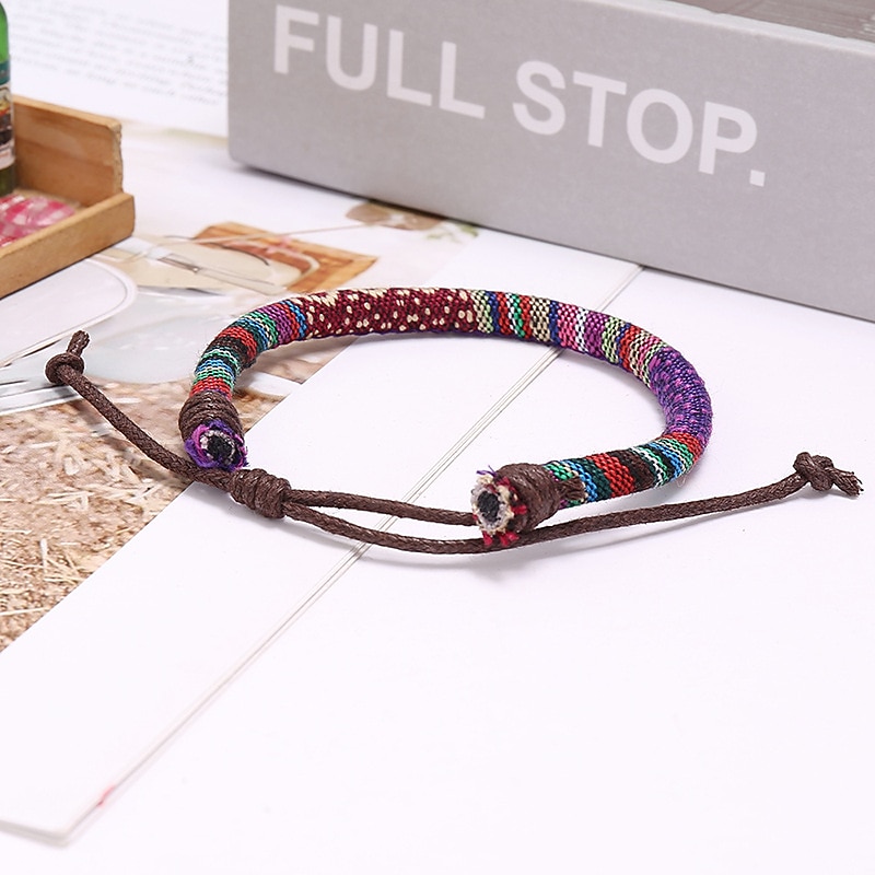 Men's Women's Loom Bracelet Plaited Wrap Candy Fashion Simple Polyamide Bracelet Jewelry Red / Blue / Rainbow For Daily Holiday Festival2