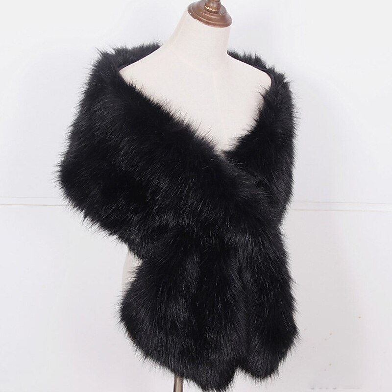 Women's Wrap Cape Elegant Casual Daily Sleeveless Faux Fur Wedding Wraps With Pure Color For Wedding Spring4