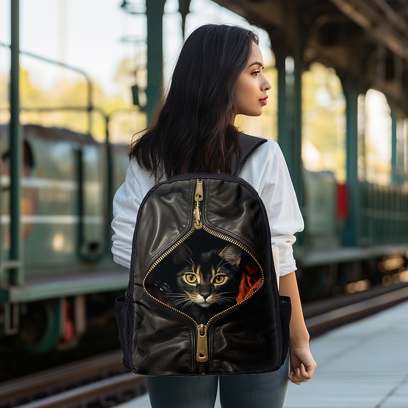 Large Capacity Cat Animal Print Backpack for School, Travel, and Everyday Use - Durable and Spacious with Multiple Compartments and Adjustable Straps3