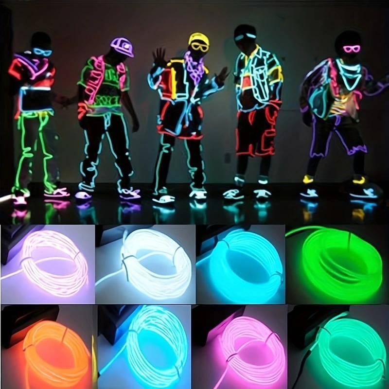 Glow EL Wire Cable LED Neon Christmas Dance Party DIY Costumes Clothing Luminous Car Light Decoration Clothes Ball Rave With Battery Drive Box2