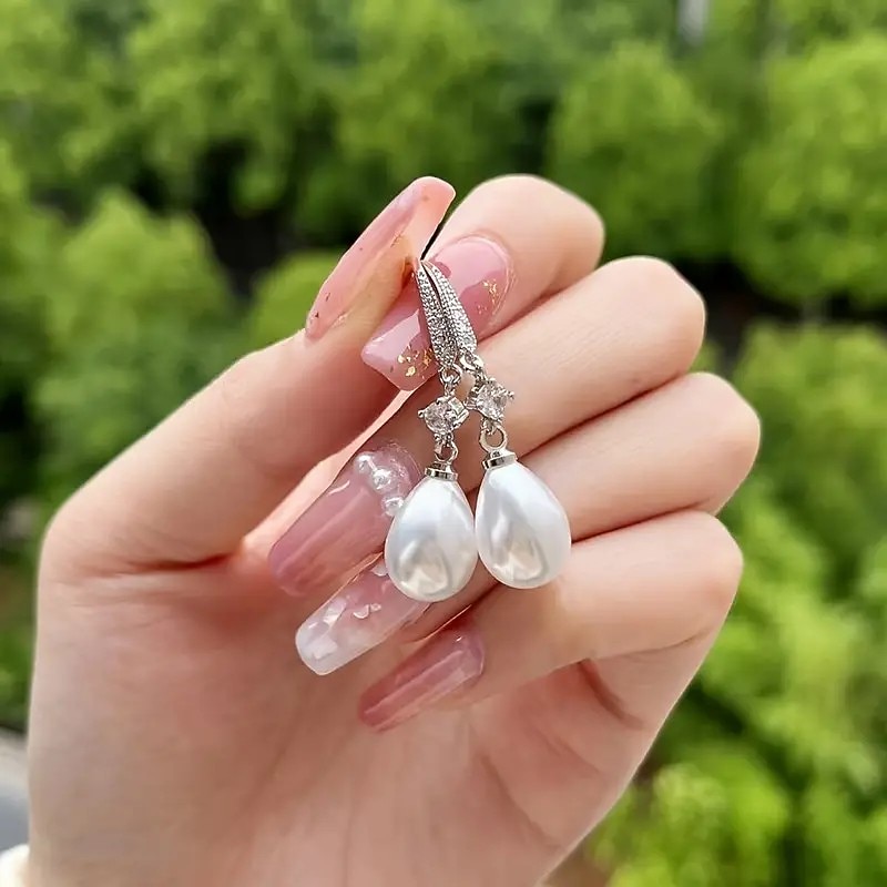 Women's Pearl Drop Earrings Fine Jewelry Classic Precious Stylish Simple Earrings Jewelry White For Wedding Party 1 Pair2