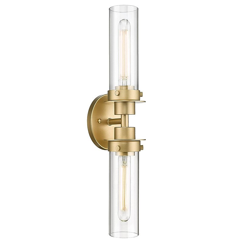 Lightinthebox Bathroom Light Fixtures Over Mirror, Gold Vanity Lights in Clear Glass Indoor Wall Sconce, Modern Cylinder Wall Light Up and Down Wall Mount Lamp for Bathroom, Bedroom, Hallway 110-240V2