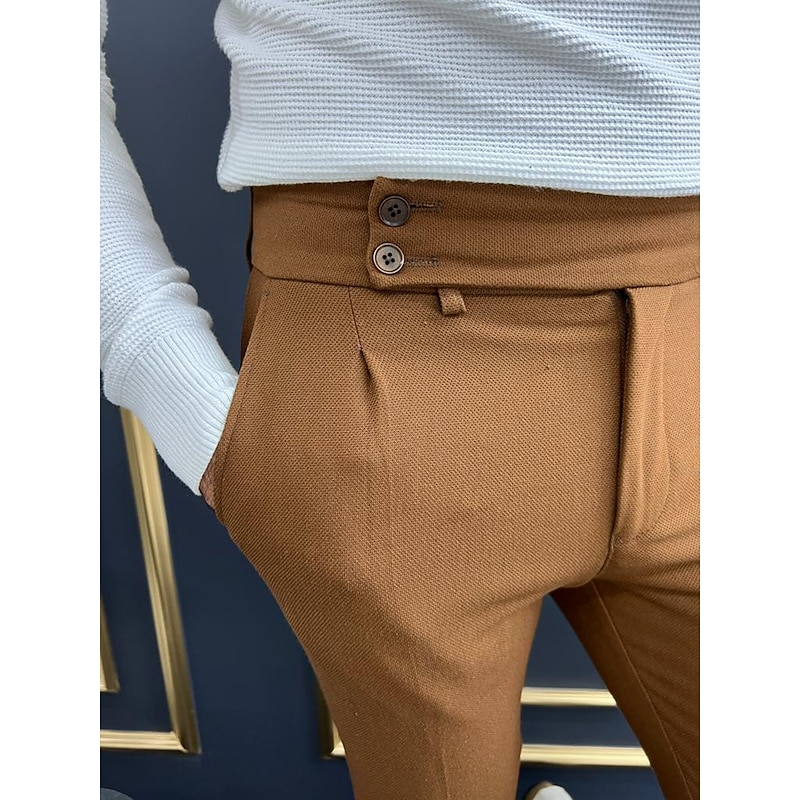 Men's Trousers Chinos Chino Pants Gurkha Pants Pocket High Rise Plain Comfort Breathable Outdoor Daily Going out Fashion Casual Green Khaki2