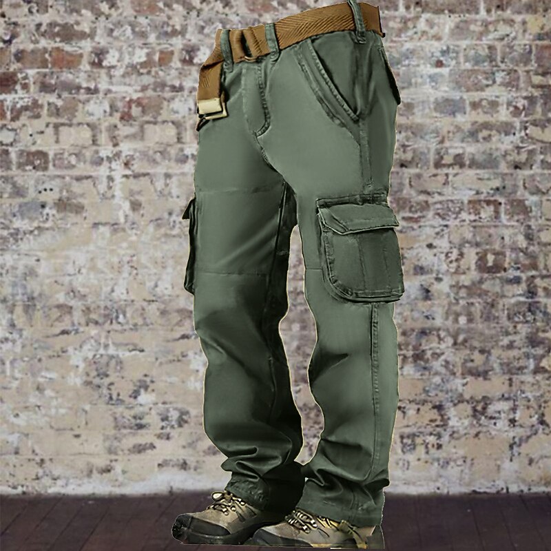 Men's Cargo Pants Cargo Trousers Trousers Multi Pocket Plain Wearable Outdoor Casual Daily Fashion Classic Army Yellow Black2