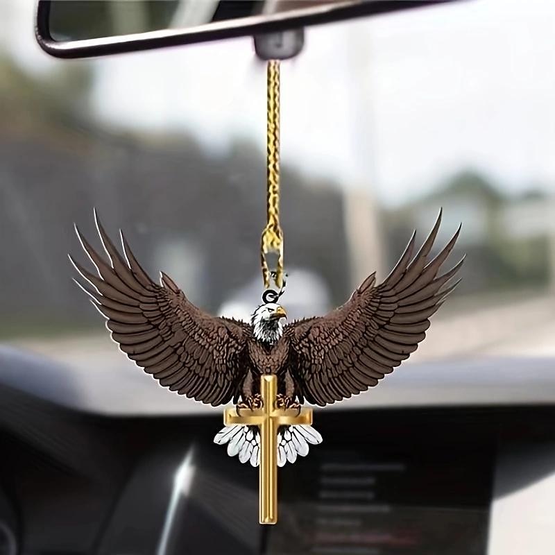1pc Car Acrylic Brown Flying Eagle Hanging Decoration for Rear View Mirror Accessories Interior Pendant