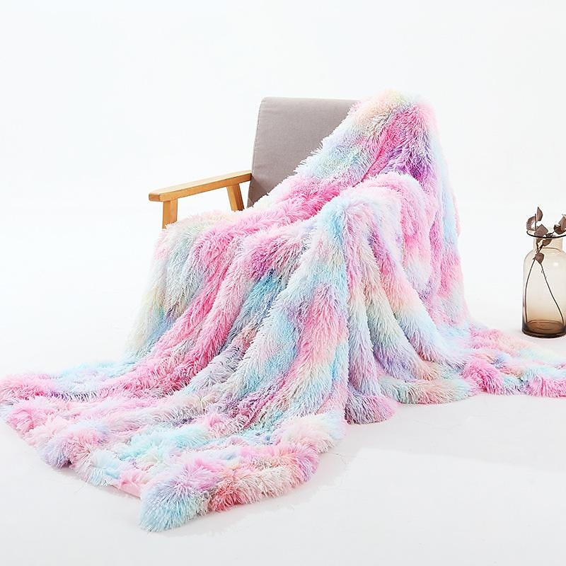 Rainbow Blanket, Soft and Cozy Fluffy Blanket Ultra Warm Living Blanket, Perfect Sofa or Bedspread,Sofa Blanket, Wool Blanket,Versatile Outdoor Blanket Throw