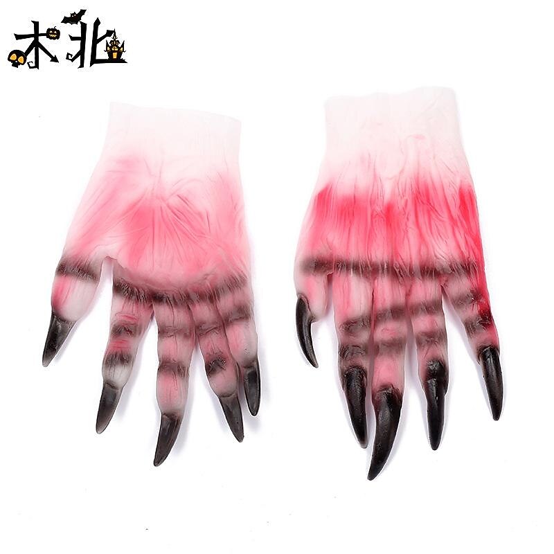 Halloween Makeup Party Props Tricky Horror Zombie Blood Gloves Cosplay Devil Vinyl Gloves4