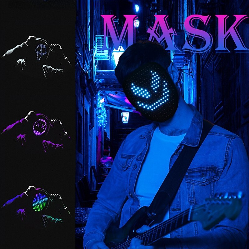 Halloween LED Mask Gesture Light Mask Change Face Induction Party Performance Atmosphere Props2