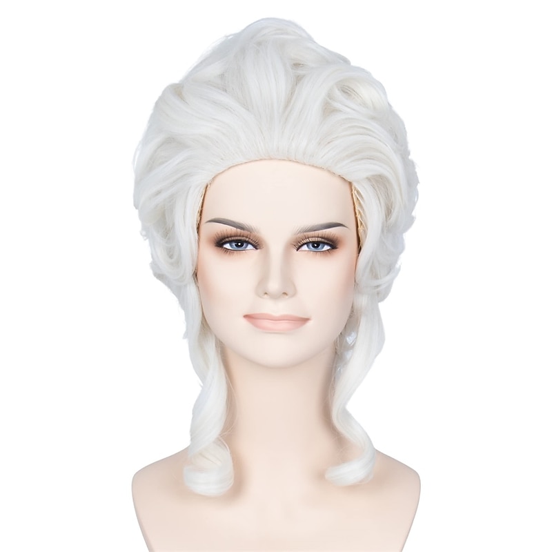 Short Curly Platinum White Wig Victorian Wig Baroque 18th Century Wig Women Queen Carnival Cosplay Halloween Wigs3
