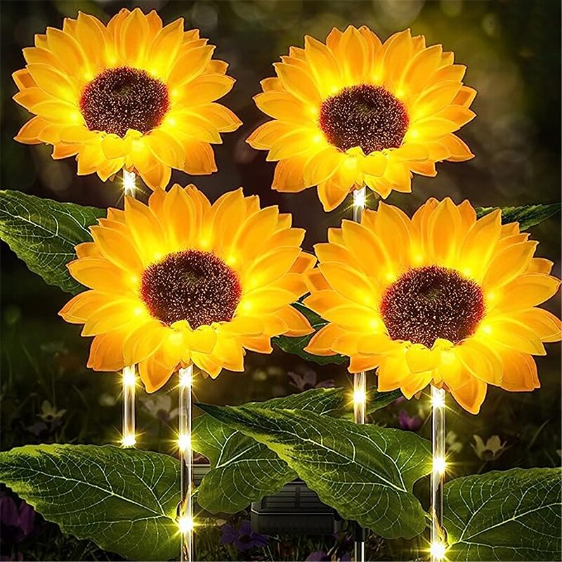 Solar Sunflower LED Glowing Pole - Pathway Courtyard Simulation Plant Lamp for Holiday Party & Landscape Decoration, Waterproof Lawn Floor Light4