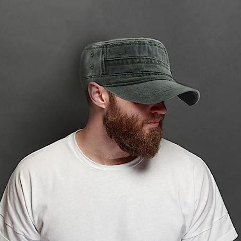 Men's Military Cap Cadet Hat Black Navy Blue Washed Cotton Pure Color Adjustable Daily Stylish Street Dailywear Vintage Sports Portable2