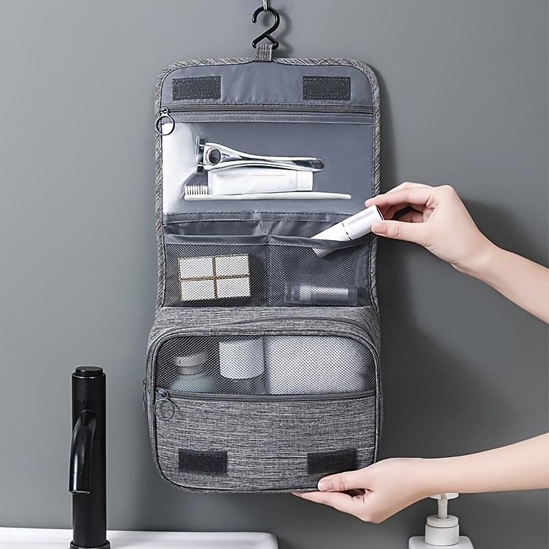 Portable Hanging Toiletry Bag - Waterproof Travel Organizer for Cosmetics and Toiletries with Multiple Compartments2