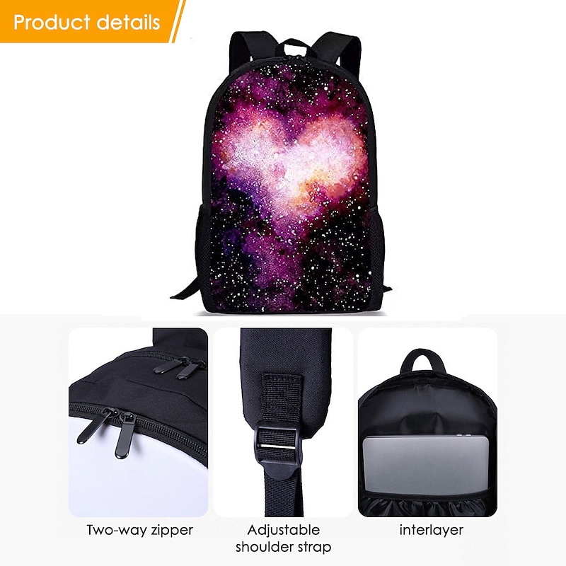 Galaxy Print Backpack – Durable and Stylish Space Nebula School Bag with Adjustable Straps Oxford Cloth Large Capacity Zipper Ideal for Back to School Gift – Spacious Starry Night Design Bookbag4