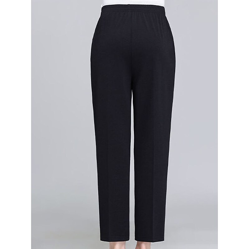 Women's Dress Work Pants Wine Almond Black High Waist Solid Color Buttons Fashion Streetwear Daily Wear Pocket Ankle-Length Comfort Plain M L XL 2XL 3XL3