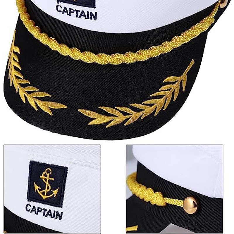 Adult Yacht Boat Ship Sailor Captain Cosplay Costume Hat Cap Navy Marine Admiral(3 Colors)2