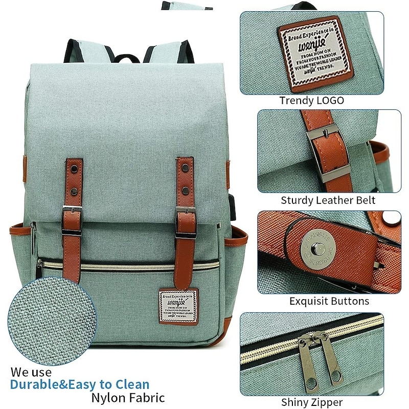Vintage 16 inch Laptop Backpack Women Canvas Bags Men canvas Travel Leisure Backpacks Retro Casual Bag School Bags For Teenagers, Back to School Gift