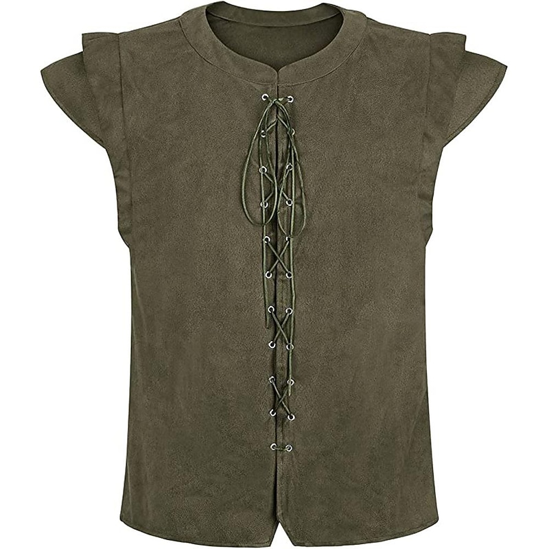 Pirate Knight Ritter Viking Celtic Knight Medieval Renaissance Cosplay Costume Suede Vest Men's Costume Vintage Cosplay Carnival Masquerade Renaissance Fair Sleeveless Vest Halloween4