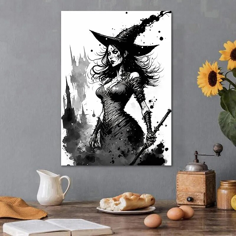 Halloween Wall Art Canvas Witches Prints and Posters Pictures Decorative Fabric Painting For Living Room Pictures No Frame4