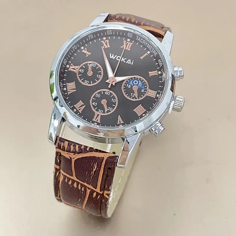 Men's Business Wrist Watch Quartz Casual Belt Men's Watch Brown Watch4