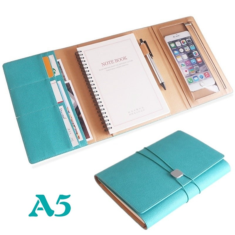 A5 Loose Leaf Creative Notepad Multifunctional Business Leather Notebook Card Phone Organizer Bag