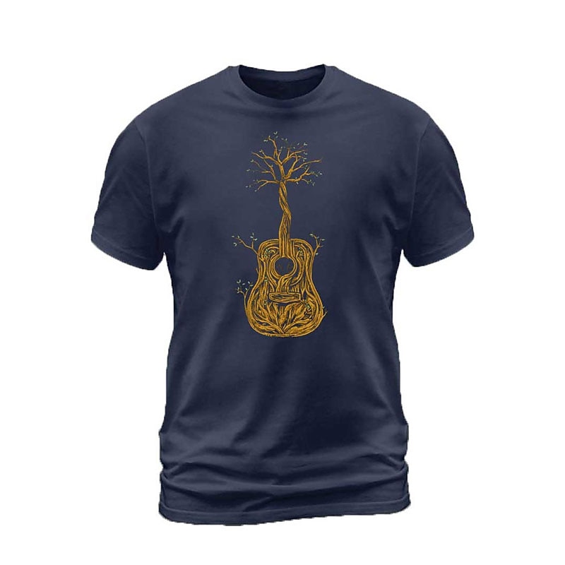 Men's Graphic T-Shirt | Guitar Tree Roots Design Short Sleeve Tee for Music & Nature Lovers3