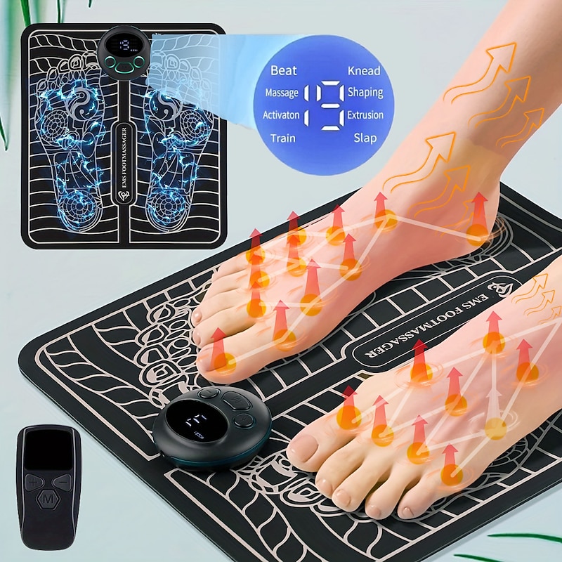 EMS Foot Massager Pad Portable Foldable Massage Mat Pulse Muscle Stimulation Improve Blood Circulation Relief Pain Relax Feet