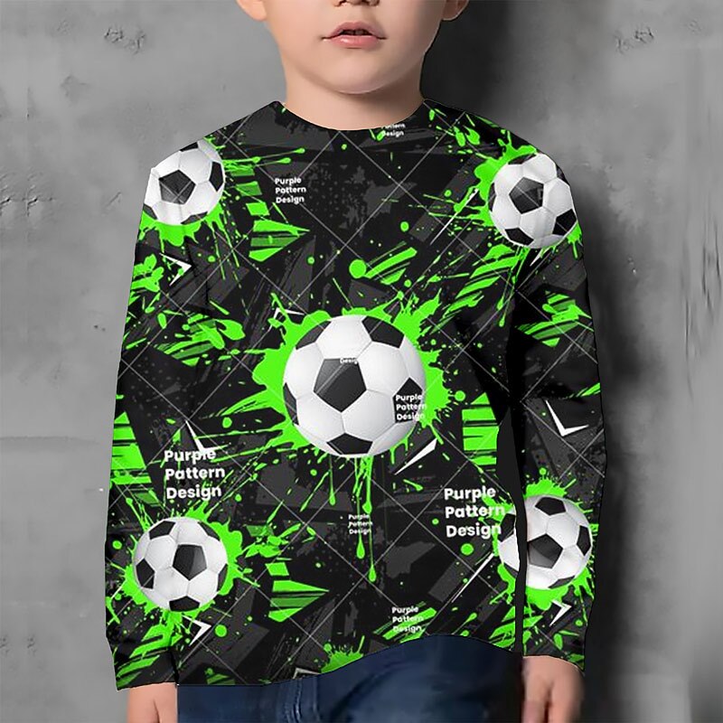 Boys 3D Graphic Gradient Football T shirt Tee Long Sleeve 3D Print Summer Spring Fall Sports Fashion Streetwear Polyester Kids 3-12 Years Outdoor Casual Daily Regular Fit4