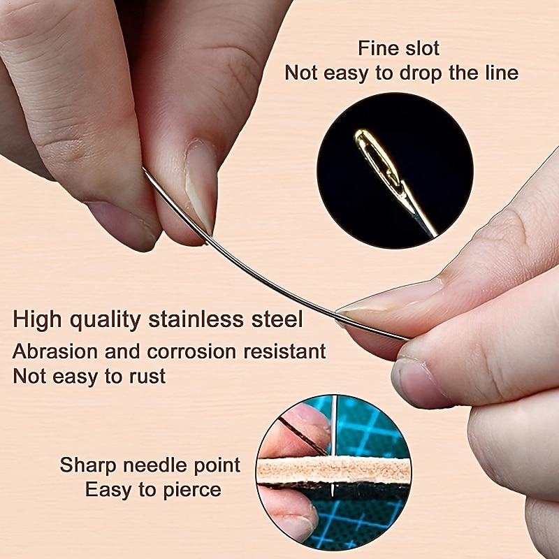12Pcs Cross Stitch Needle with Wood Needle Case  Leather Needles for Hand Sewing  Long Needles Embroidery Needle Storage3