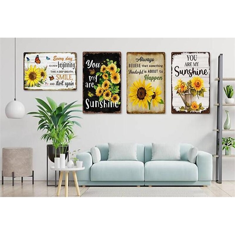 1pc Sunflower Metal Tin Sign Retro Metal Tin Sign, Vintage Sign, Home Wall Art Decor, Home Decor, Room Decor, Farm Decor, Patio Garden Decor, Wall Decor 20x30cm/8''x12''4