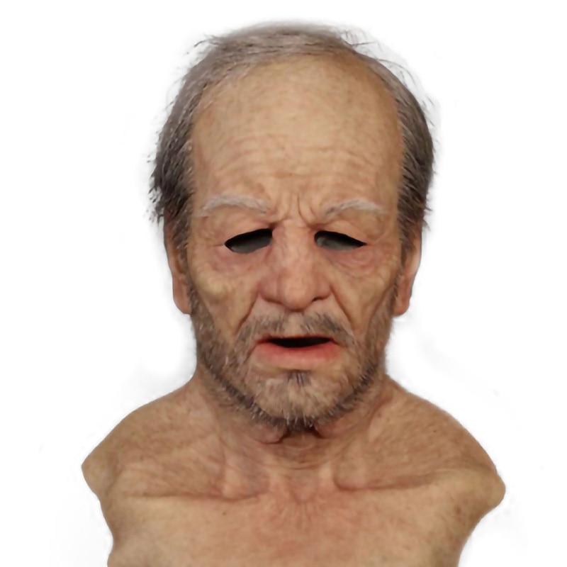 Cosplay Old Man Mask UFO Alien Head Cover Bald Handsome Young Beauty Old Grandma COS Full Face Mask3