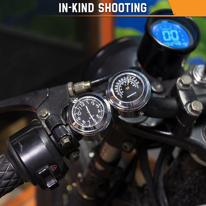 Motorcycle Waterproof Handlebar Mount Dial Clock/Thermometer4