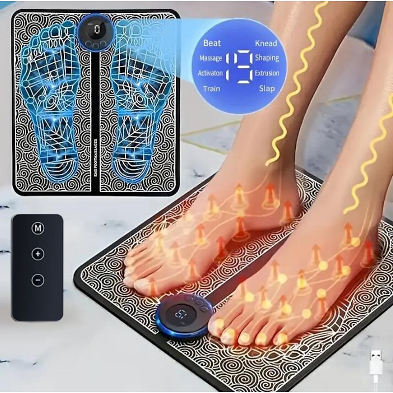 Electric EMS Foot Massager, Pad Remote Controlable & Rechargeable Pain Relief Relaxation Foot Acupoint Massage Pad Muscle Stimulation Improve Blood Circulation Gifts For Home Office Holiday3