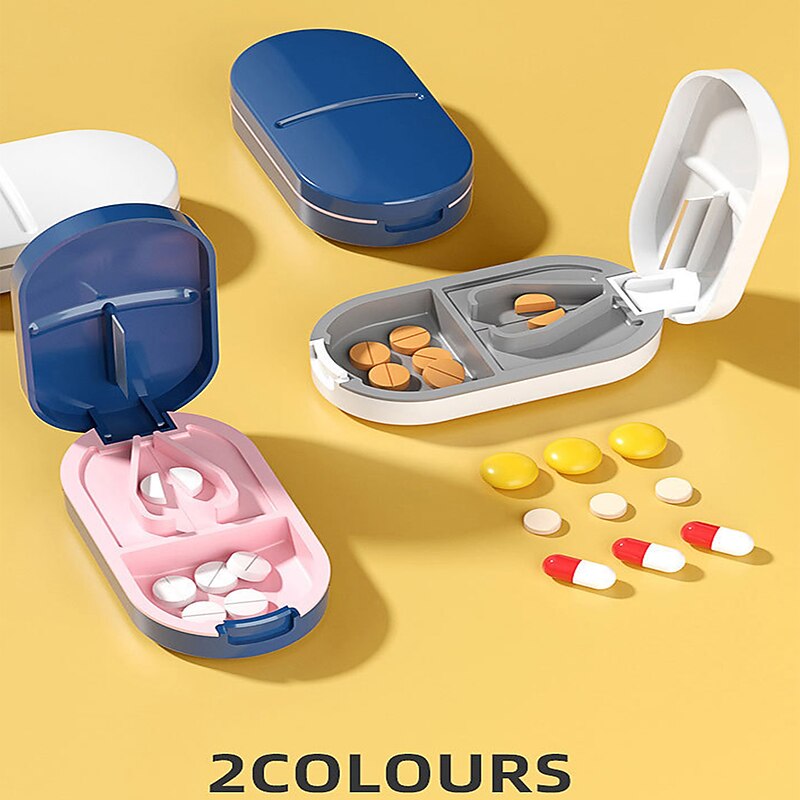Pill Cutter, Pill Splitter Pill Cutter for Small or Large Pills, Cuts Vitamins Tablets, Portable Pretty Pill Crusher for Purse Pocket Blue4